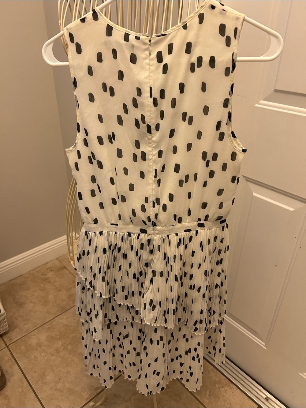 Banana Republic White Dress with Black Spot Print
